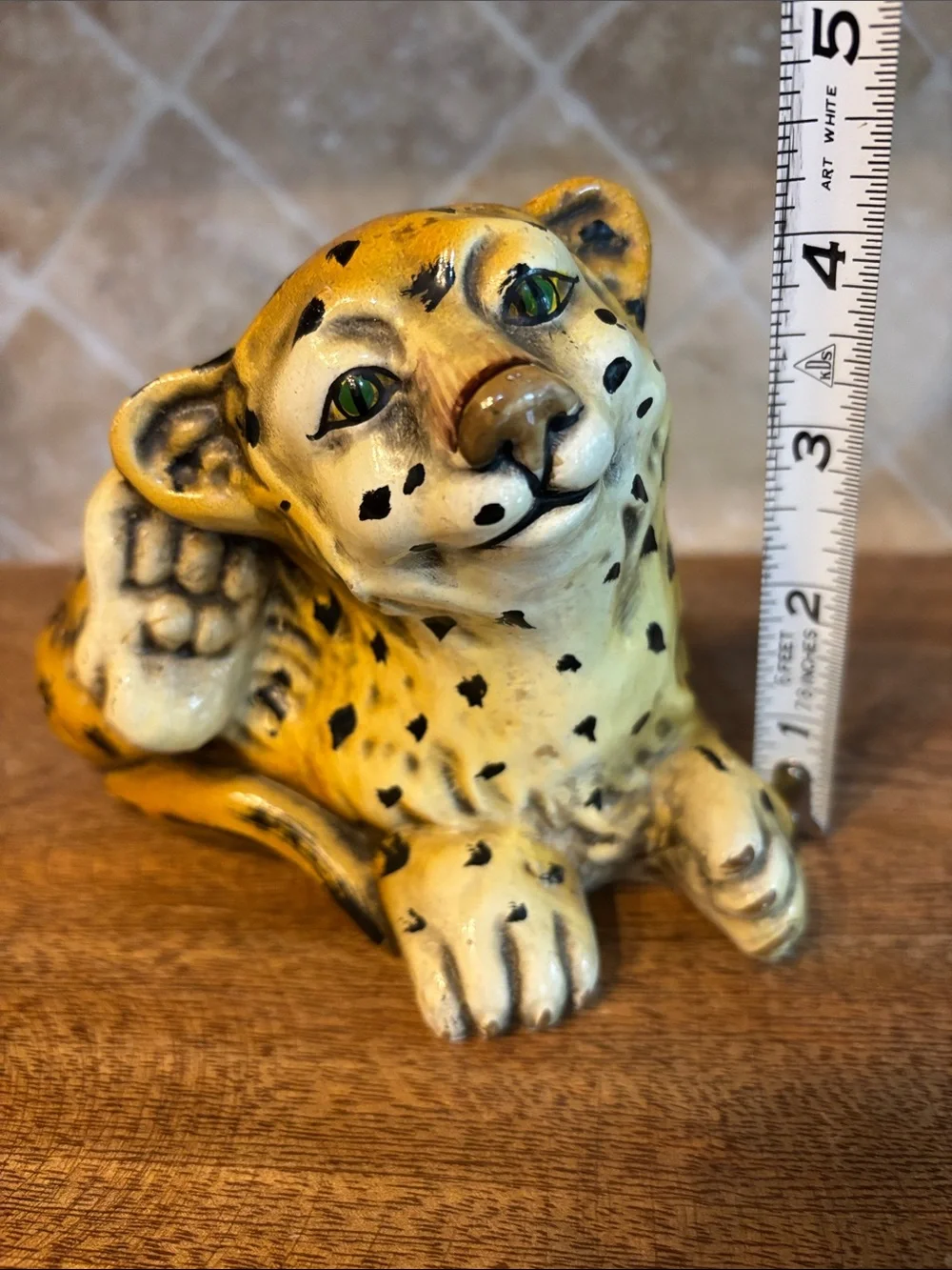 Vintage Hand-painted Ceramic Jaguar/Cheetah/Leopard Figurine -Made in Portugal